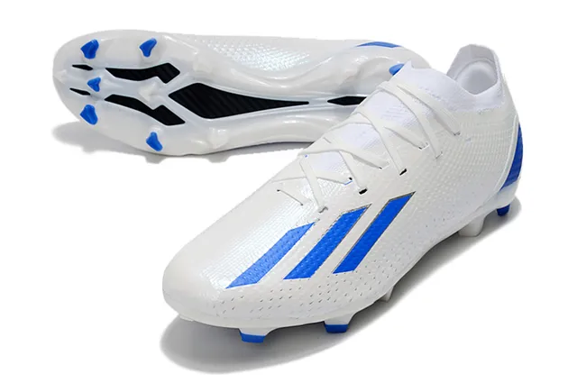 Adidas White Blue Knit Upper Asymmetric Lacing Firm-Ground Soccer Shoes 3