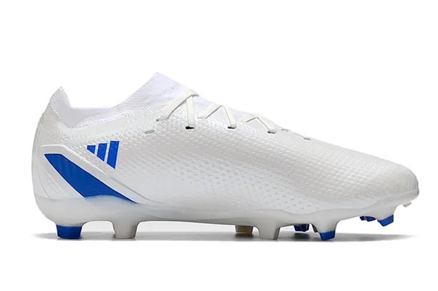 Adidas White Blue Knit Upper Asymmetric Lacing Firm-Ground Soccer Shoes 4
