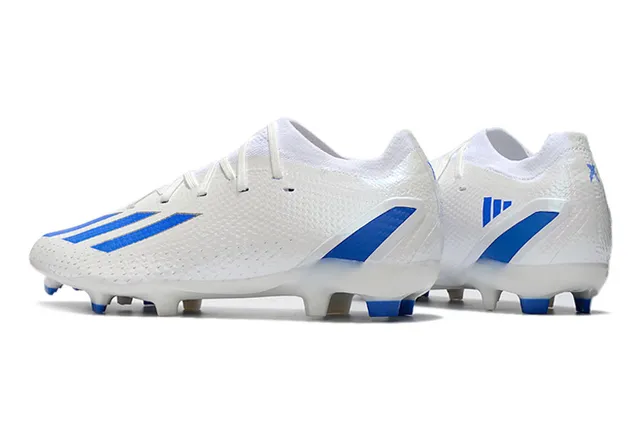 Adidas White Blue Knit Upper Asymmetric Lacing Firm-Ground Soccer Shoes 5
