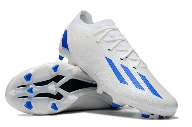 Adidas White Blue Knit Upper Asymmetric Lacing Firm-Ground Soccer Shoes 6