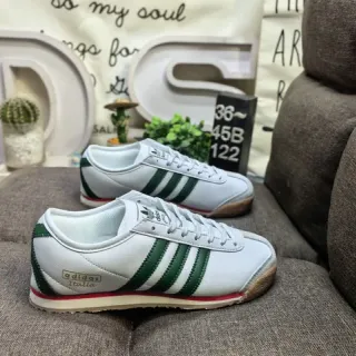 Adidas أبيض أخضر جلد علوي ثلاث خطوط أسلوب حياة أحذية رياضية