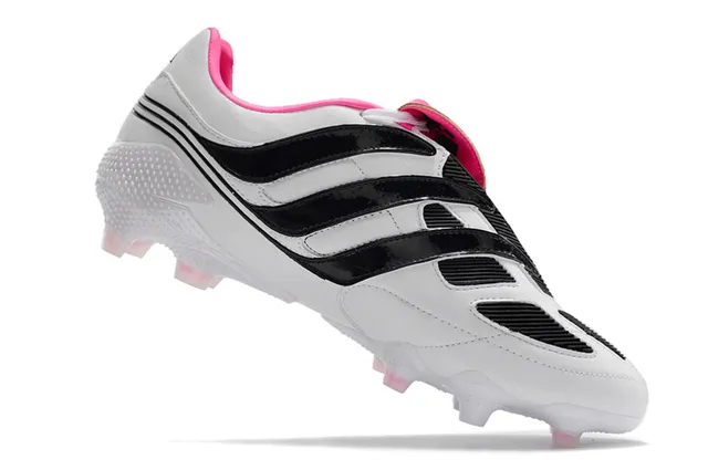 Adidas Zapatos de fútbol blancos y rosados sin cordones cierre de correa upper sintético moldeado terreno firme 3