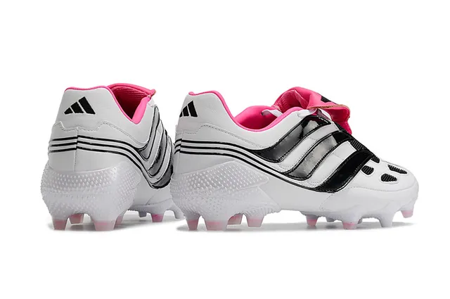 Adidas Zapatos de fútbol blancos y rosados sin cordones cierre de correa upper sintético moldeado terreno firme 7