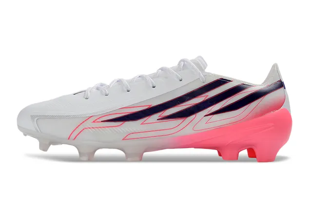 Adidas Branco Rosa Baixo Corte Superior Sintético Cadarços Assimétricos Campo Firme Sapatos de Futebol 4