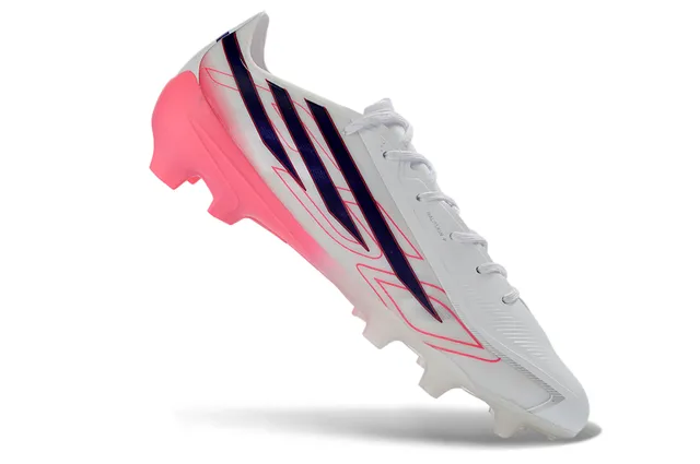 Adidas Branco Rosa Baixo Corte Superior Sintético Cadarços Assimétricos Campo Firme Sapatos de Futebol 6
