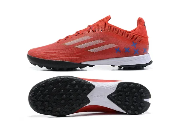 Adidas X Red Black Low-Cut Synthetic Mesh Upper Asymmetrical Lacing System Turf Soccer Shoes 9