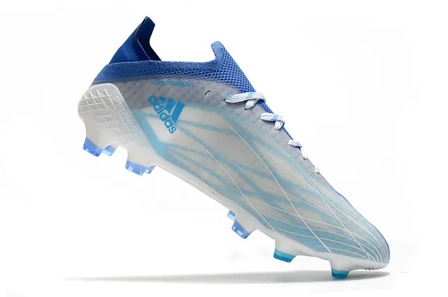 Adidas X Speedflow अर्धपारदर्शी सफेद नीली कठोर मैदान सॉकर जूते 2