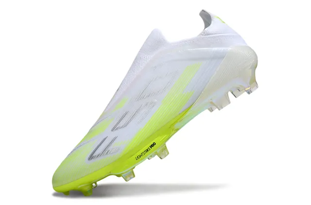 Adidas X 白黄色 低帮 袜套式鞋面 霓虹强调条纹 钉地足球鞋 3
