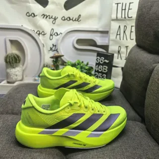Adidas पीला भूरा नियोन मेश ऊपरी तीन पट्टी साइड पैनल रनिंग जूते