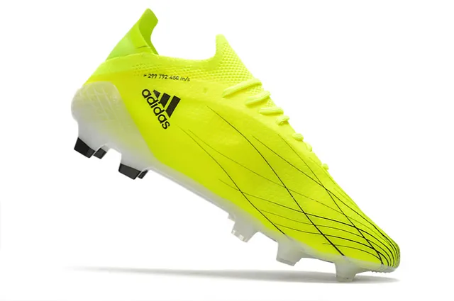 Adidas Zapatillas de fútbol con upper de knit amarillo blanco neon, cordones asimétricos y superficie firme 2