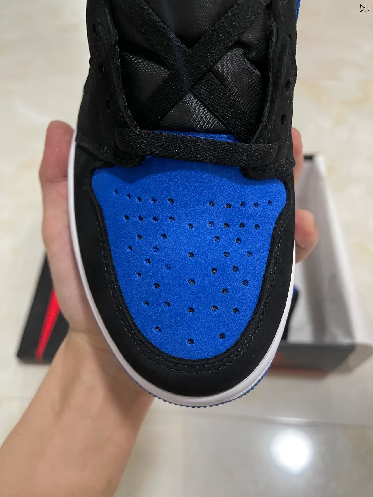 Air Jordan 1 Black Blue Hautes Suede et Cuir Chaussures de Basketball 3