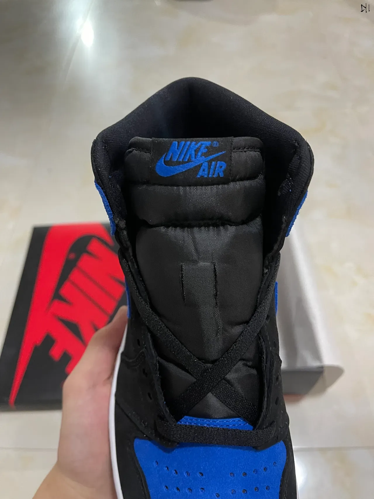 Air Jordan 1 Black Blue Hautes Suede et Cuir Chaussures de Basketball 4