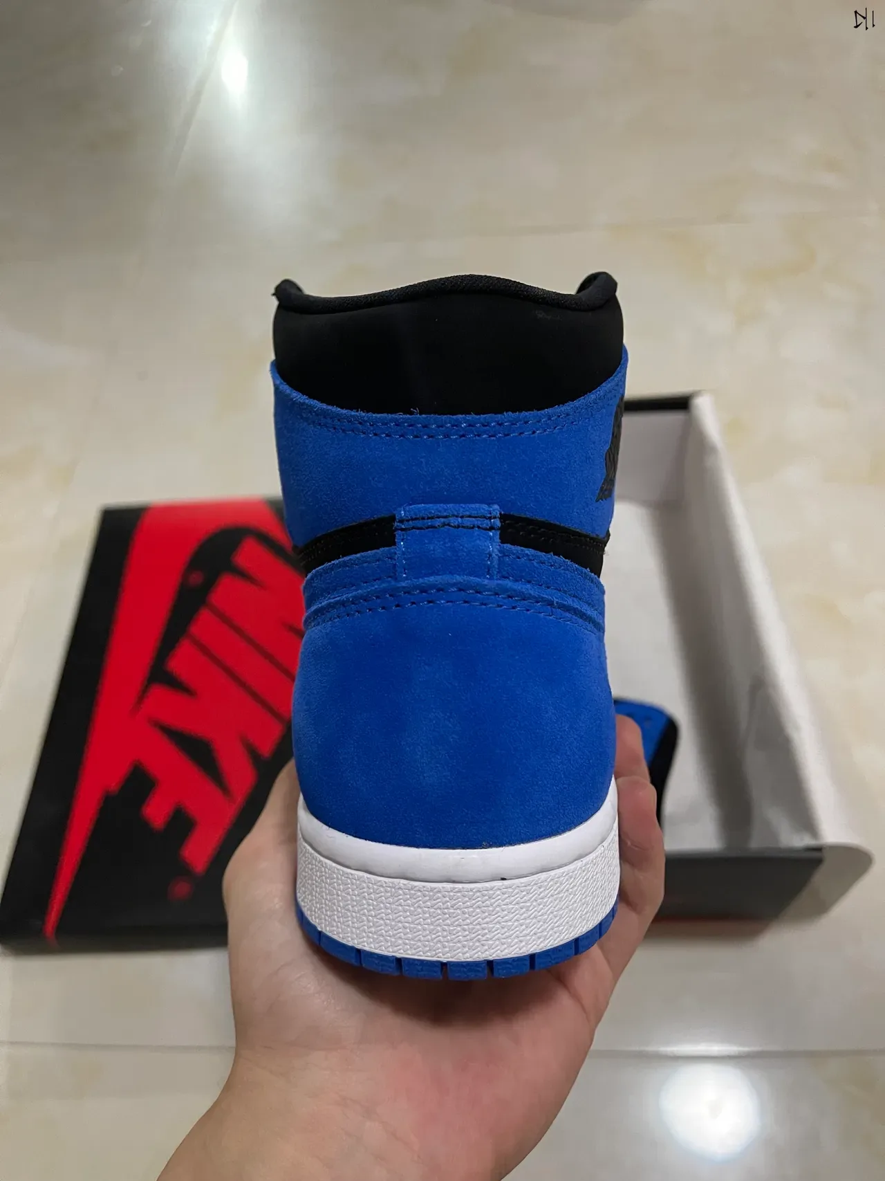 Air Jordan 1 Black Blue Hautes Suede et Cuir Chaussures de Basketball 7