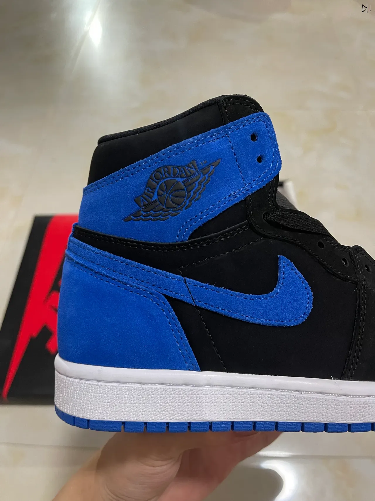 Air Jordan 1 Black Blue Hautes Suede et Cuir Chaussures de Basketball 8