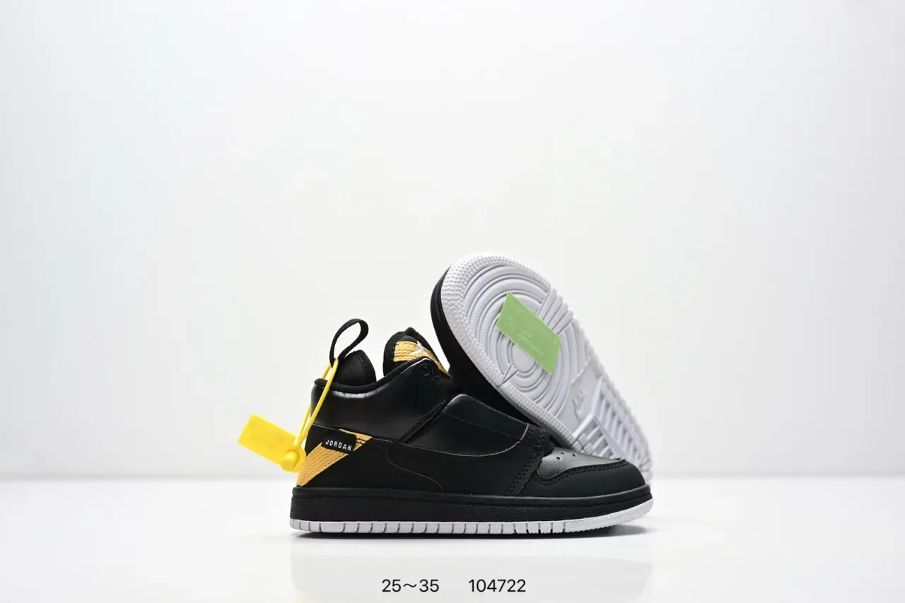 Air Jordan 1 काले सफेद पीले स्ट्रैप लाइफस्टाइल स्नीकर्स 11
