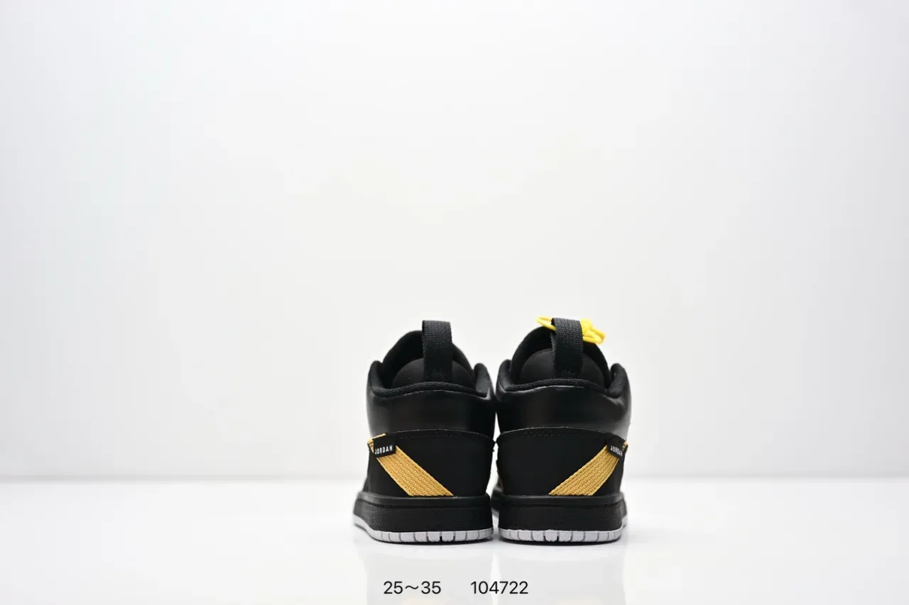 Air Jordan 1 काले सफेद पीले स्ट्रैप लाइफस्टाइल स्नीकर्स 18