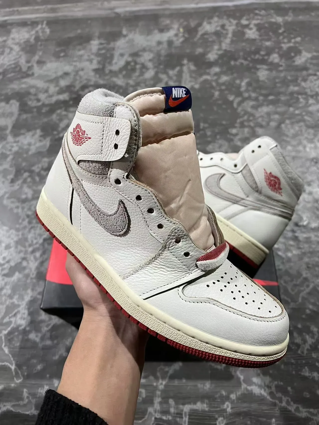 Air Jordan 1 High Off-White و أحمر أحذية كرة السلة جلدية 2