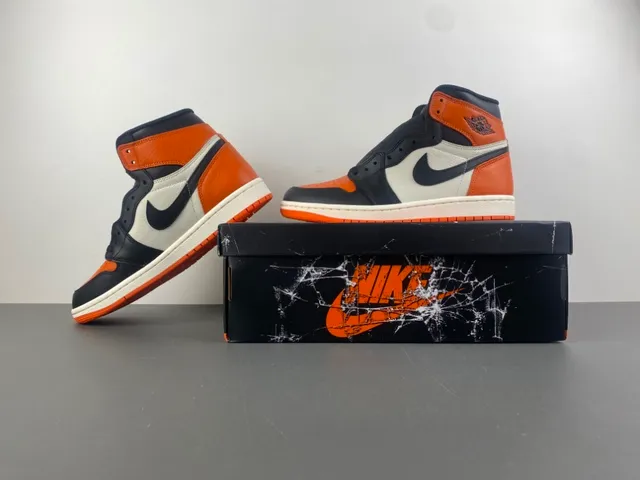 Tênis de basquete Air Jordan 1 High laranja preto branco 14