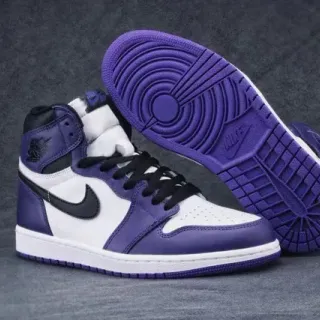 Air Jordan 1 High Tênis de basquete roxo e branco