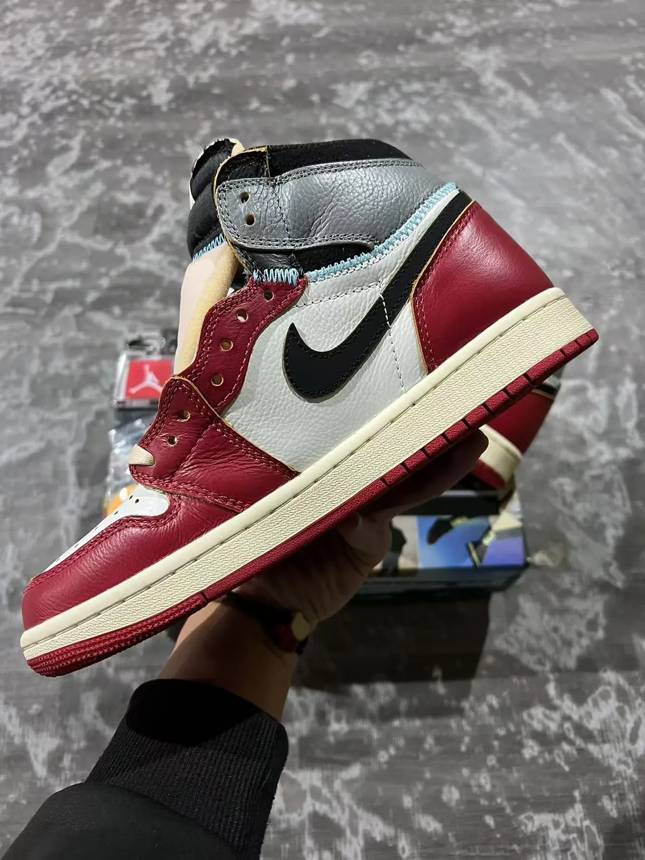 Chaussures de basketball Air Jordan 1 High rouge blanc noir 8