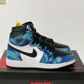 Air Jordan 1 High 扎染蓝白黑篮球鞋