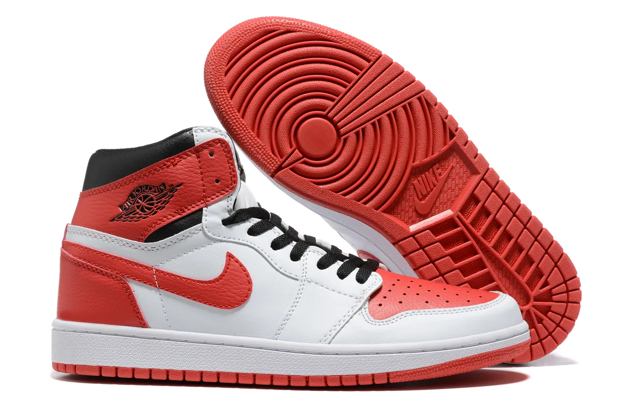 Tênis de basquete Air Jordan 1 High branco vermelho preto 2