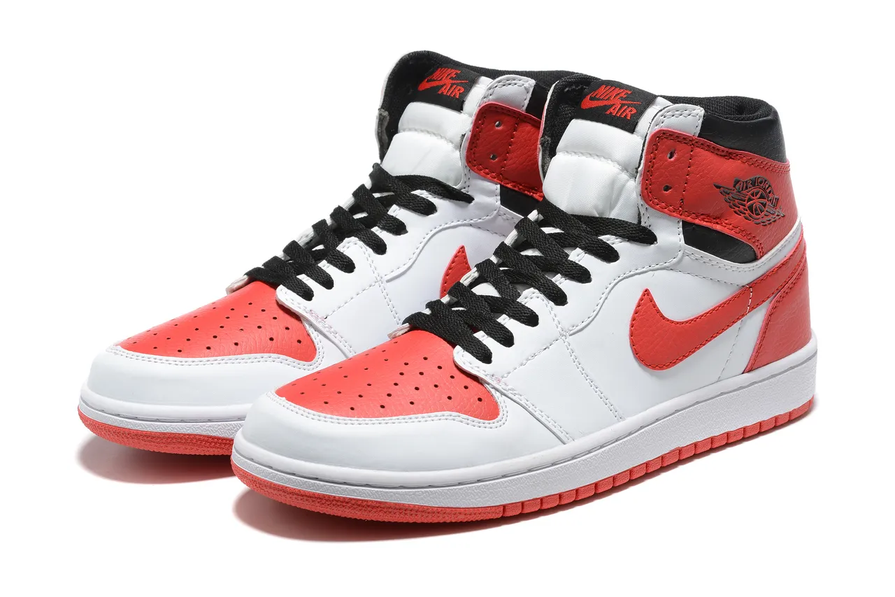Tênis de basquete Air Jordan 1 High branco vermelho preto 3
