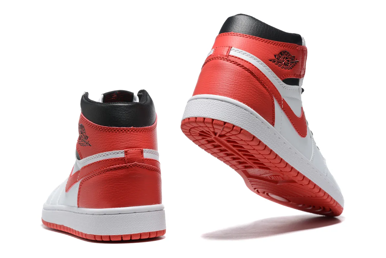 Tênis de basquete Air Jordan 1 High branco vermelho preto 4
