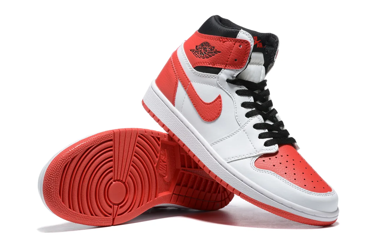 Tênis de basquete Air Jordan 1 High branco vermelho preto 5