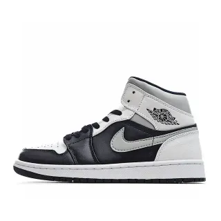 Air Jordan 1 Mid 黑色白色灰色篮球鞋