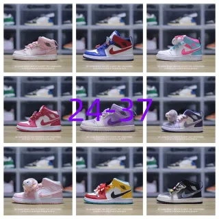 Air Jordan 1 Mid GS Tênis de basquete rosa e branco
