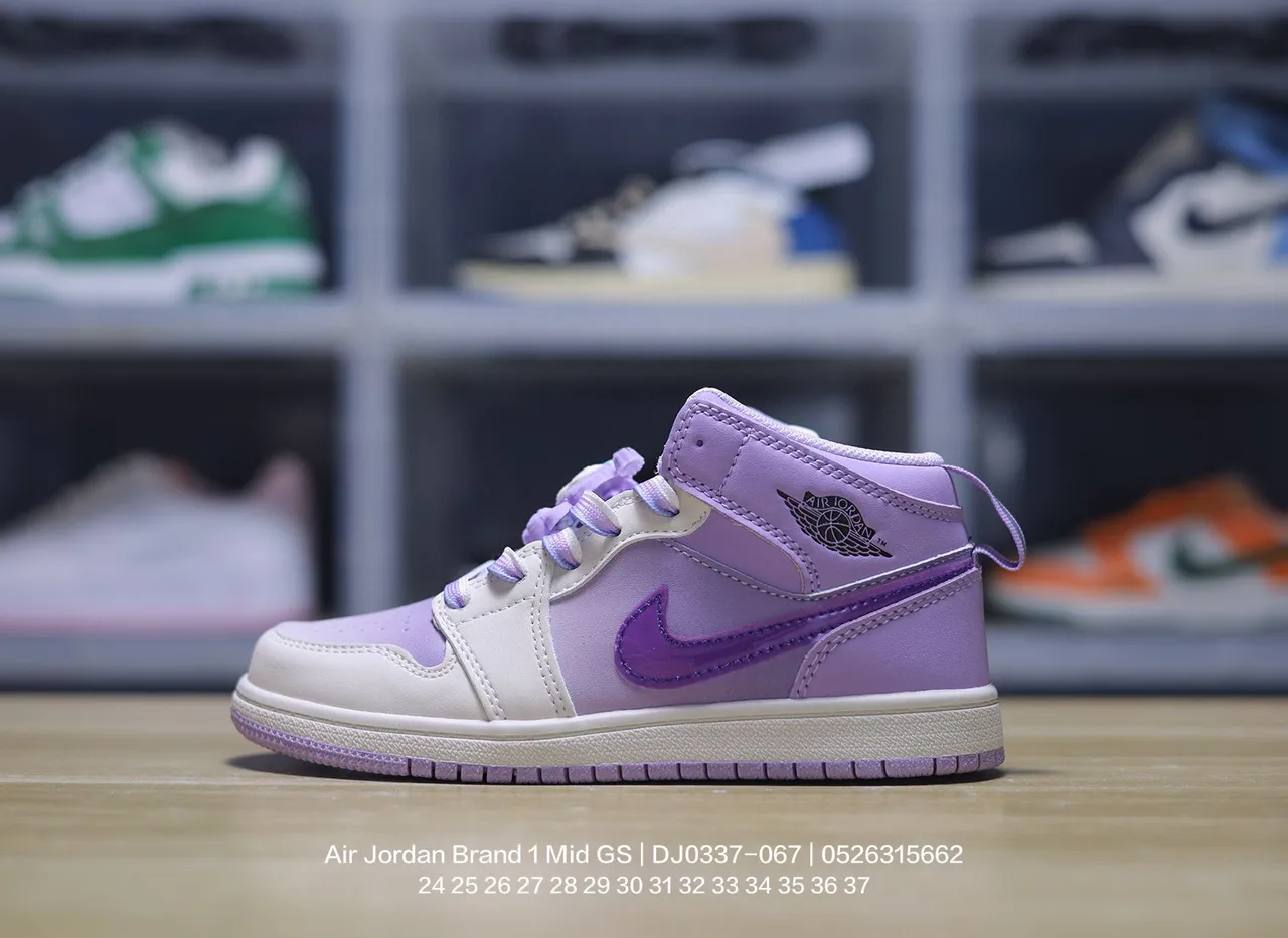 Air Jordan 1 Mid GS गुलाबी सफेद बास्केटबॉल जूते 6