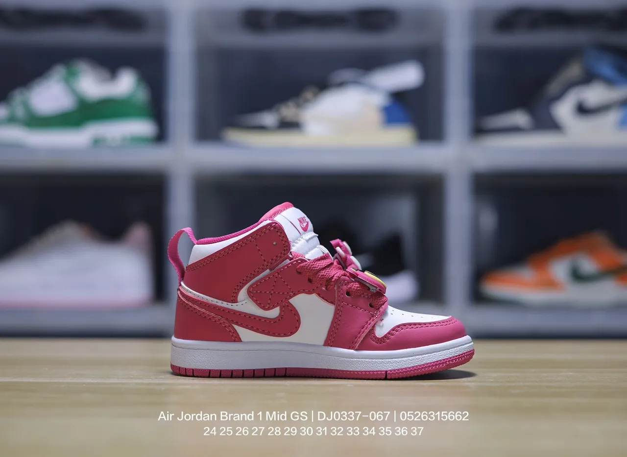 Air Jordan 1 Mid GS गुलाबी सफेद बास्केटबॉल जूते 20