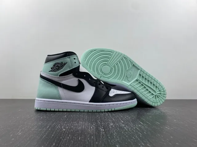 Air Jordan 1 মিন্ট গ্রিন কালো সাদা বাস্কেটবল জুতো 12