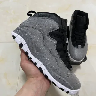 Air Jordan 10 ধূসর ছিটছিটে গ্লিটার হাই-টপ বাস্কেটবল জুতো