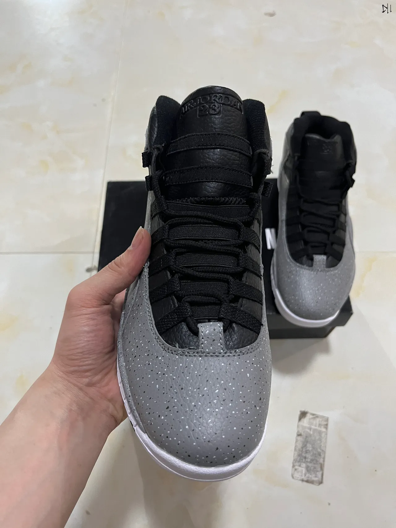 Air Jordan 10 ग्रे चित्तीदार ग्लिटर हाई-टॉप बास्केटबॉल जूते 13