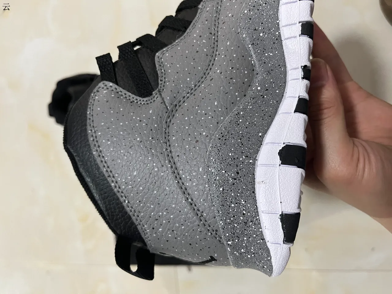 Air Jordan 10 ग्रे चित्तीदार ग्लिटर हाई-टॉप बास्केटबॉल जूते 16