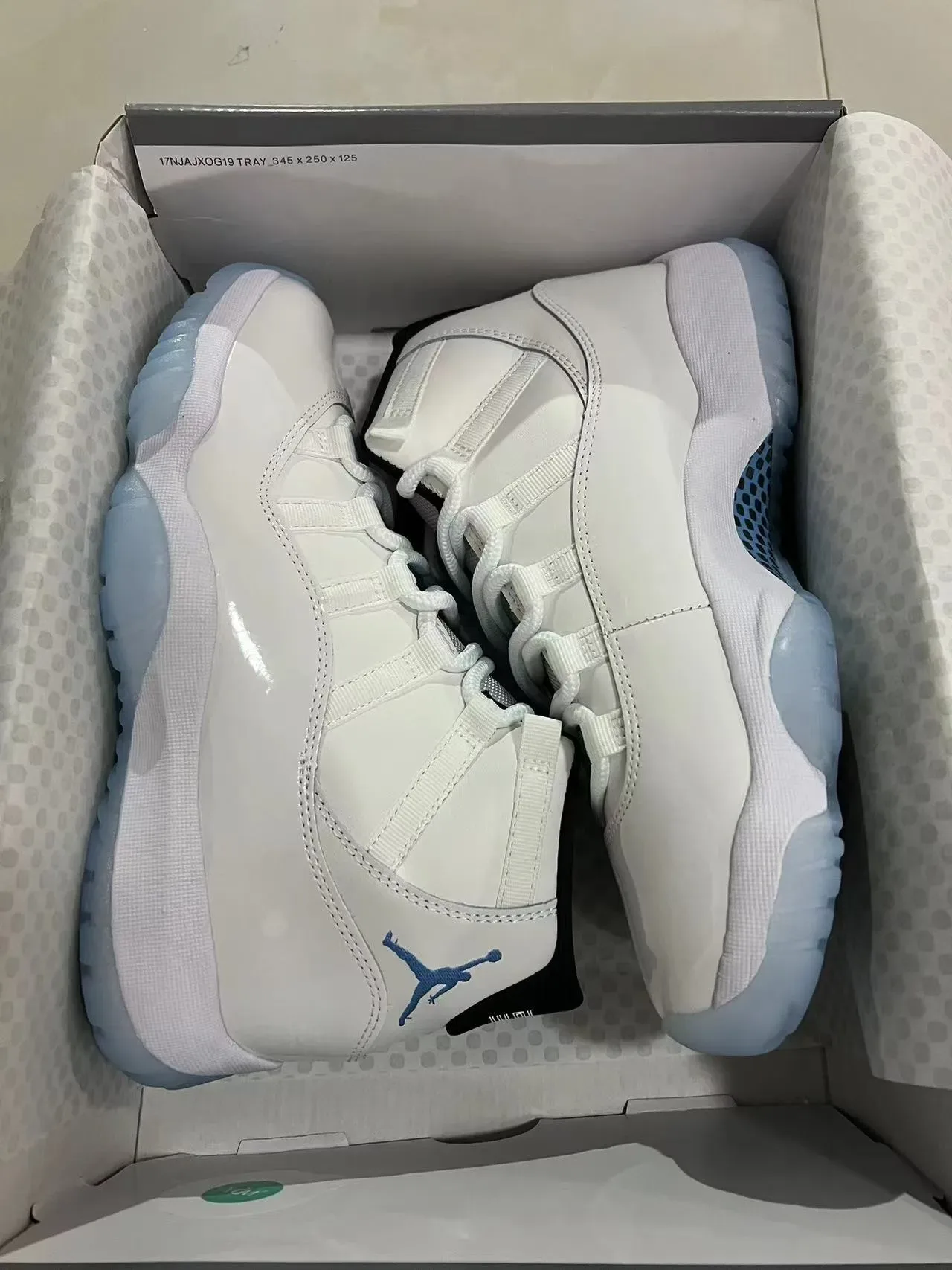 Air Jordan 11 White and Light Blue Patent Leather Basketball Shoes 9