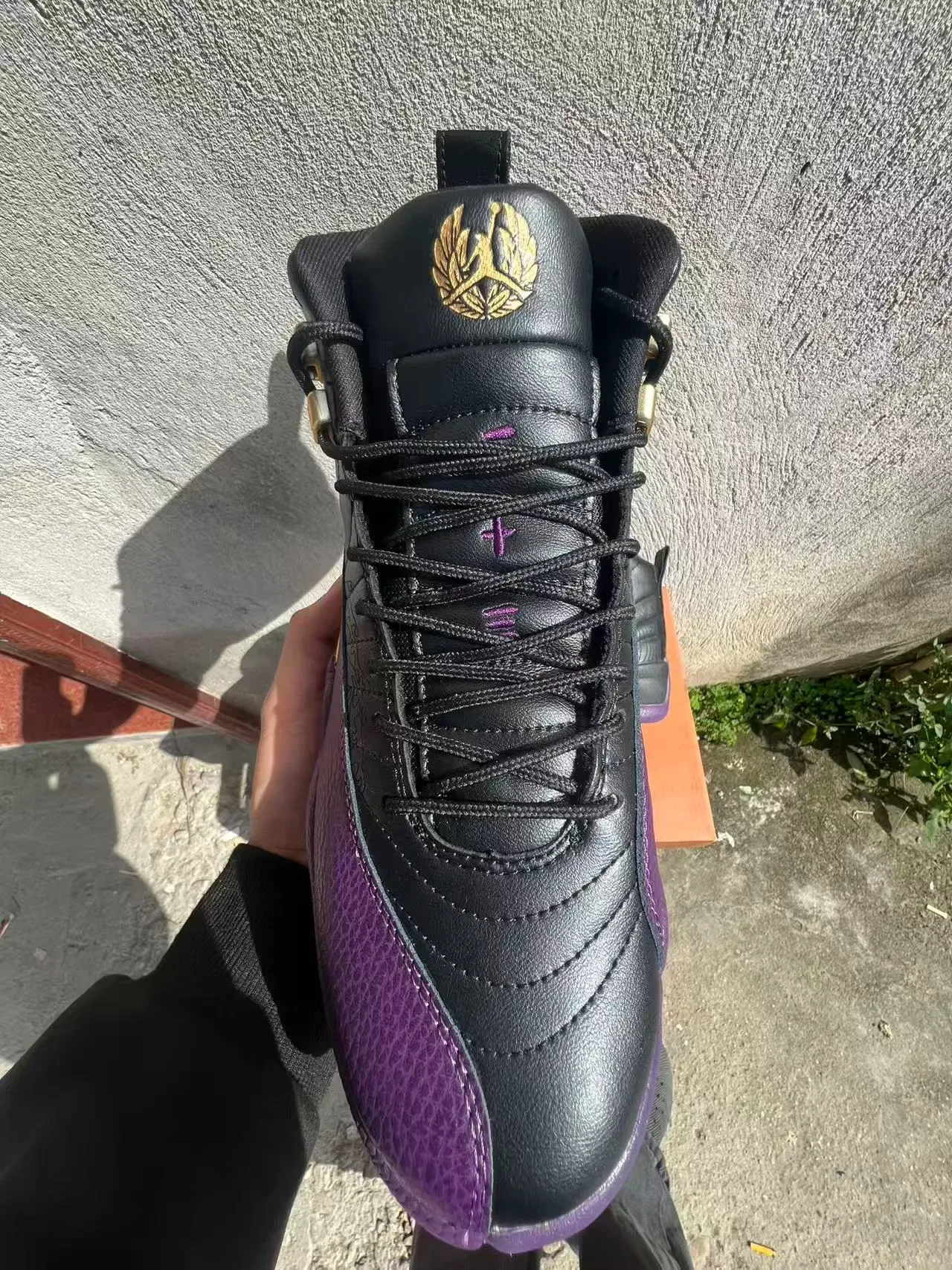 Air Jordan 12 Black Purple Gold Basketball Shoes 3