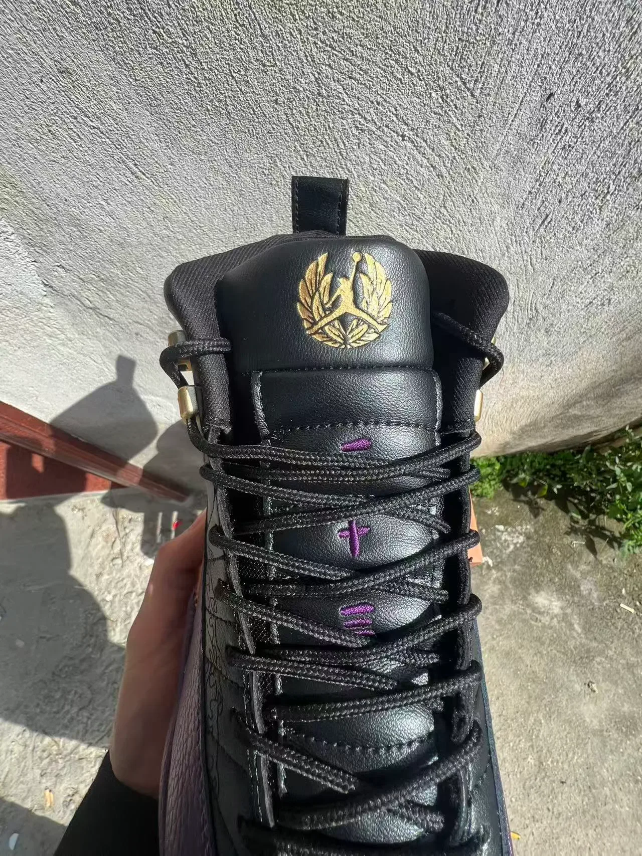 Air Jordan 12 Black Purple Gold Basketball Shoes 4