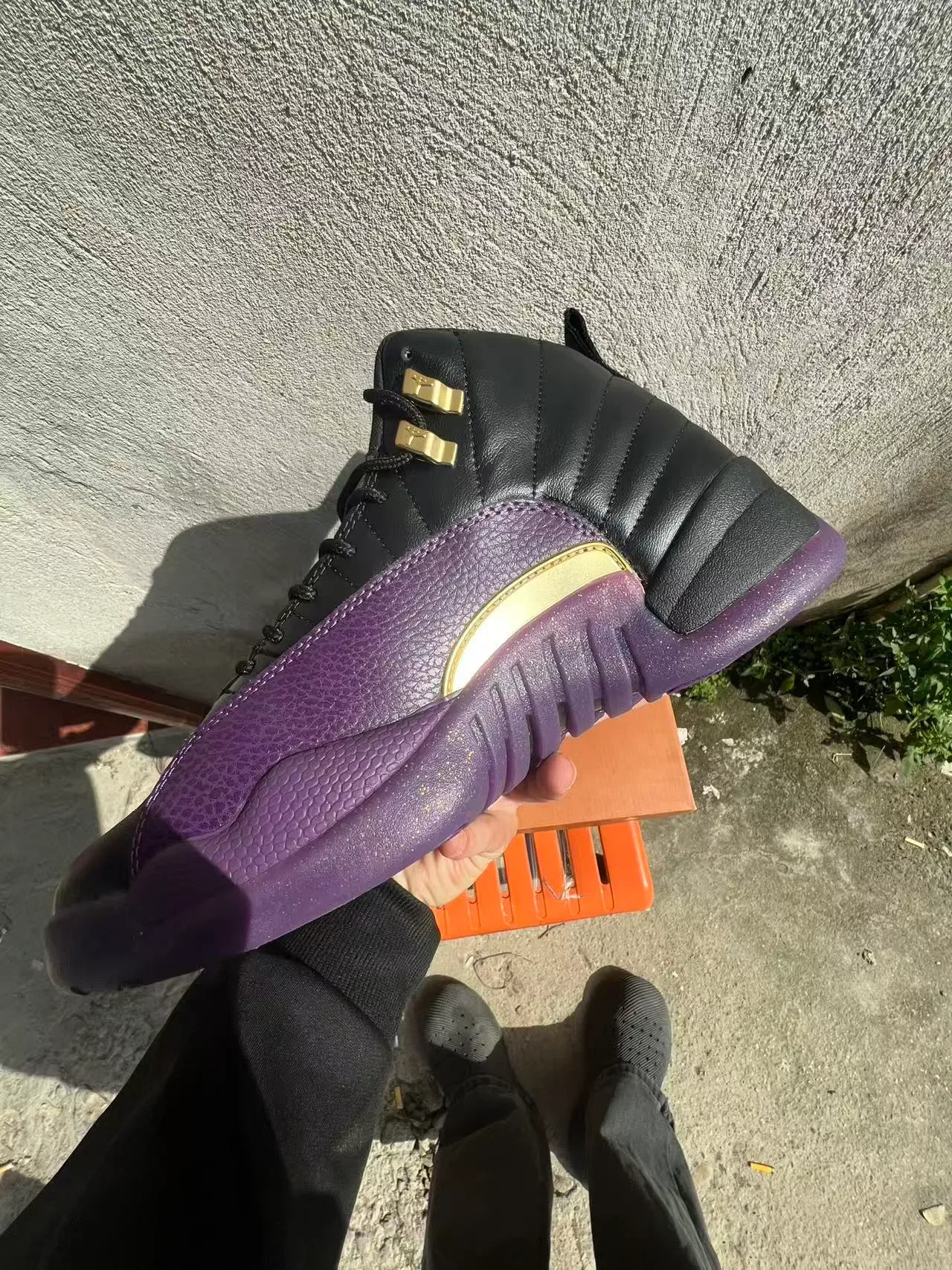 Air Jordan 12 Black Purple Gold Basketball Shoes 5