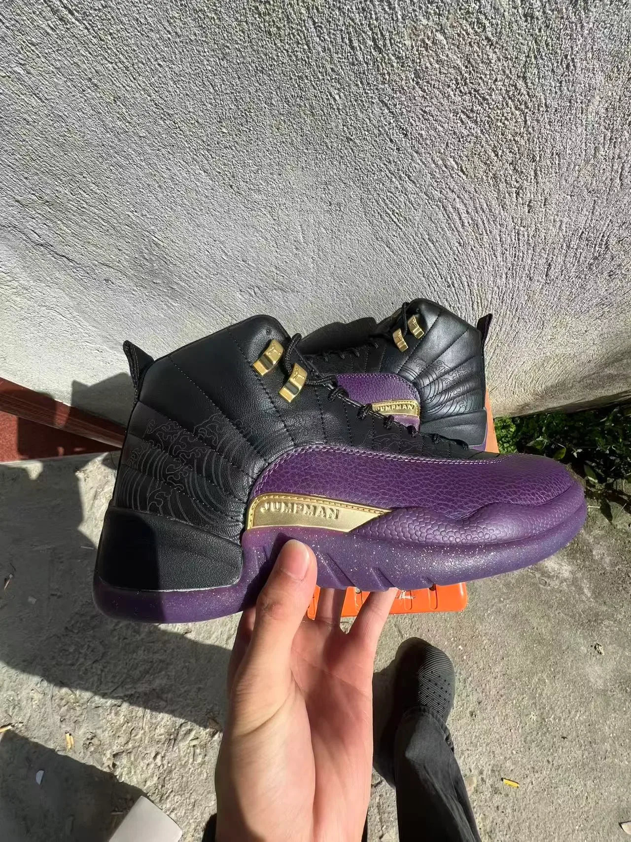 Air Jordan 12 Black Purple Gold Basketball Shoes 7