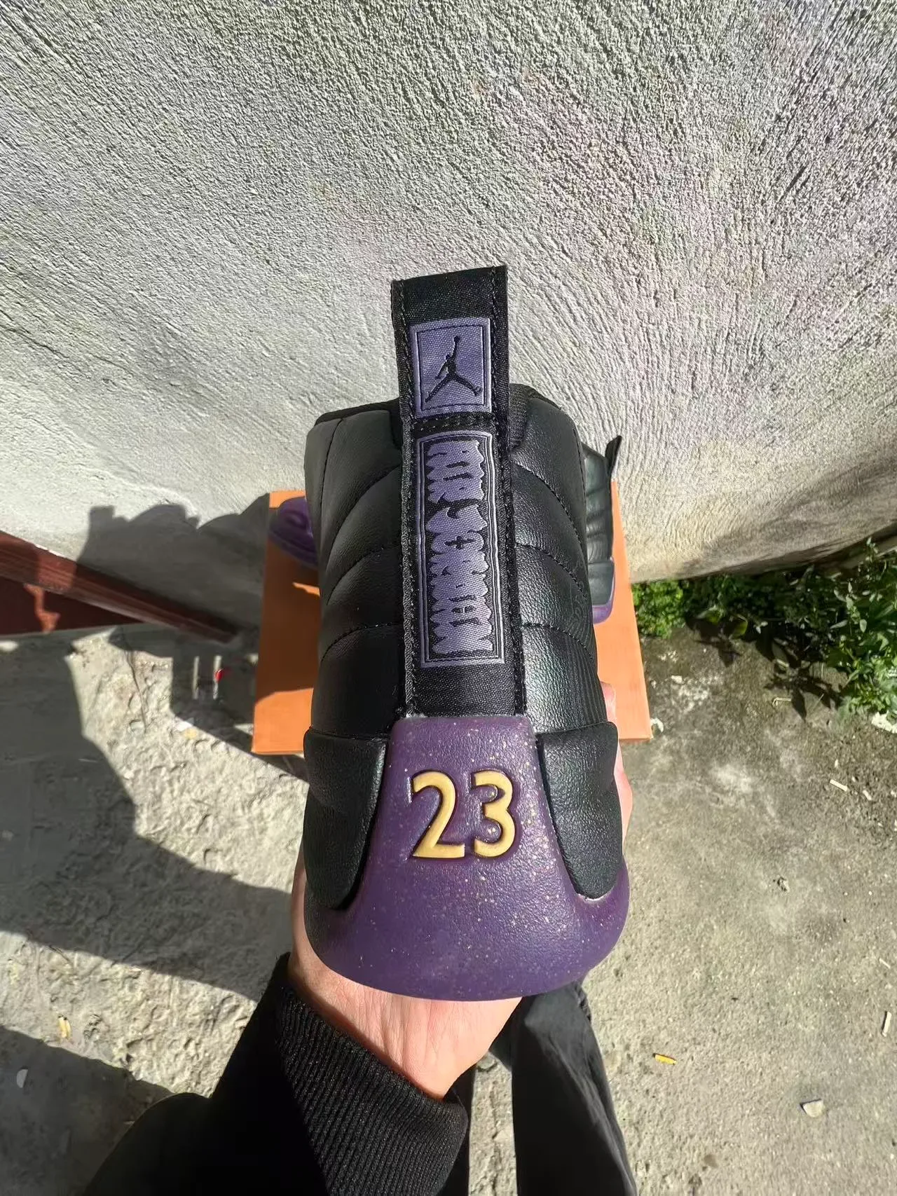 Air Jordan 12 Black Purple Gold Basketball Shoes 8
