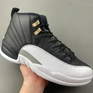 Air Jordan 12 tênis de basquete preto branco cinza-verde