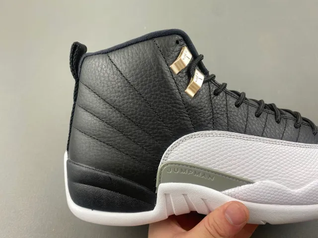 Air Jordan 12 Black White Gray-Green Basketball Shoes 3