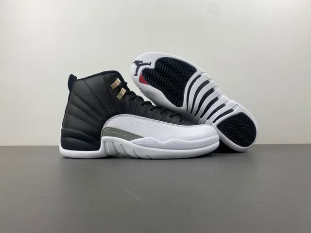 Air Jordan 12 Black White Gray-Green Basketball Shoes 13