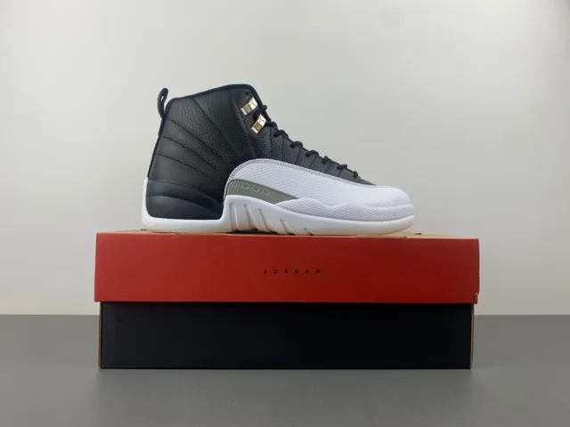 Air Jordan 12 Black White Gray-Green Basketball Shoes 16