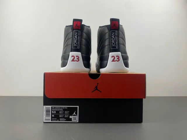 Air Jordan 12 Black White Gray-Green Basketball Shoes 18