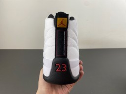 Air Jordan 12 White Black Gold Lace Lock Basketball Shoes 4