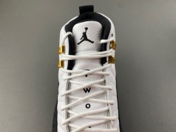 Air Jordan 12 White Black Gold Lace Lock Basketball Shoes 6